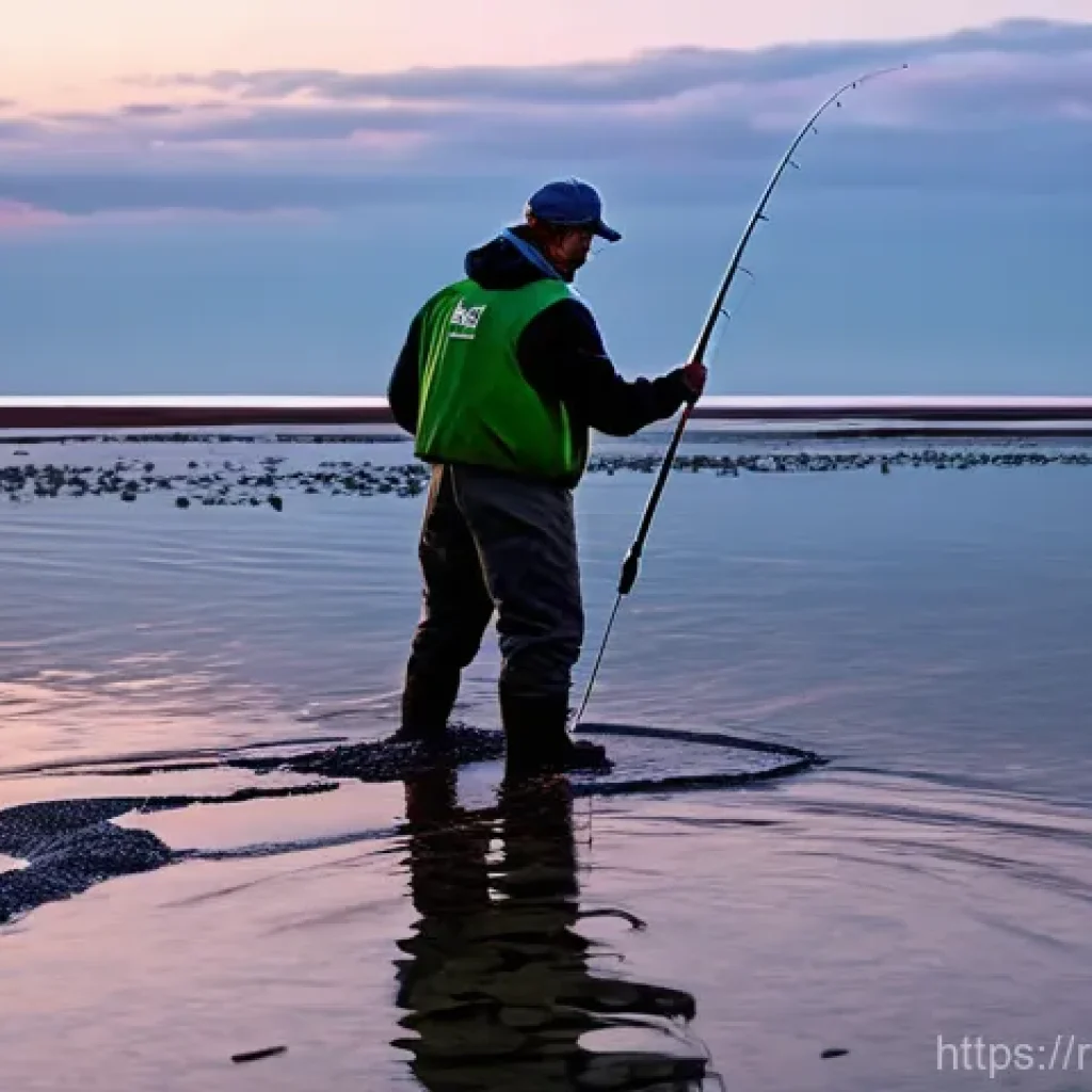 낚시 물때와 조류 활용법 - **Image Prompt 1: "The Dawn of the Tide"**
A male angler in his late 30s, dressed in practical, ...